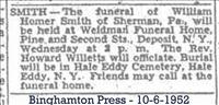 Smith, William Homer - Funeral Notice